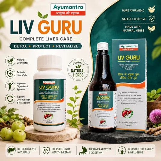 Combo of Liv Guru Natural Liver Care 60 Tablets And Liv Guru Syrup Liver Detox Care 300 Ml